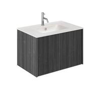 Crosswater Limit Ensemble meuble salle de bains - 70x45x45cm - 1 tiroir - vasque en céramique - Steelwood/Anthracite SW1026453/SW487181