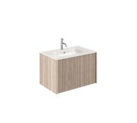 Crosswater Limit Ensemble meuble salle de bains - 70x45x45cm - 1 tiroir - vasque en verre - Modern Oak/Anthracite SW1026451/SW487206