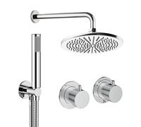 Crosswater Module Ensemble de douche de pluie encastré - 2 leviers - pomme de douche 30 cm - douchette à main - bras mural - chrome MODSET1C300