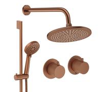 Crosswater Module Ensemble de douche de pluie encastré - 2 poignées - pomme de douche 30 cm - douchette - barre de douche - bras mural - bronze brossé MODSET2BZ300