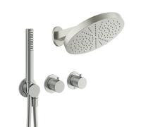 Crosswater Module Ensemble de douche de pluie encastré - 2 poignées - pomme de douche 30 cm - douchette - bras mural - inox brossé MPLUSSET1L