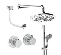 Crosswater Module Ensemble de douche de pluie encastré - 2 poignées - vidage de baignoire - tête de douche 30 cm - douchette à main - barre de douche - bras mural - chrome MODSET7C300