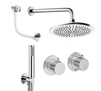 Crosswater Module Ensemble de douche de tête encastré - 2 leviers - vidage de baignoire - pomme de douche 30 cm - douchette à main - bras mural - chrome MODSET6C300