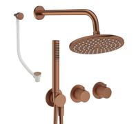 Crosswater Module Ensemble de douche de tête encastré - 2 poignées - vidage de baignoire - pomme de douche 20 cm - douchette à main - bras mural - bronze brossé MODSET9BZ200