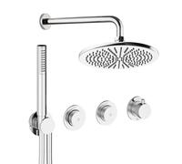 Crosswater Module Ensemble de douche de tête encastré - 3 leviers - pomme de douche 30 cm - douchette à main - bras de douche mural - chrome MODSET8C300