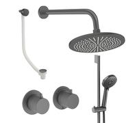 Crosswater Module Ensemble de douche pluie encastré - 2 leviers - vidage de baignoire - douche de tête 30 cm - douchette à main - barre de douche - bras mural - gunmetal MODSET7T300