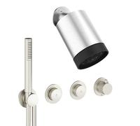 Crosswater Module Ensemble douche de tête encastré - 3 leviers - pomme de tête barre - douchette à main - bras mural - inox brossé MPLUSSET4L