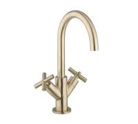 Crosswater MPRO Crosshead Robinet lavabo - avec bec rond - poignée croix - laiton brossé PRC110DNF