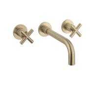 Crosswater MPRO Crosshead Robinet lavabo encastrable 3 trous - avec poignée croix - laiton brossé PRC130WNF