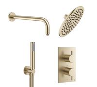 Crosswater MPRO Douche pluie 20cm - robinet de douche thermostatique - encastrable - avec bras mural - douchette - laiton brossé GTLPRO1510F
