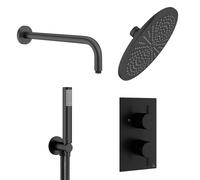 Crosswater MPRO Douche pluie 30cm - robinet de douche thermostatique - encastrable - bras mural - douchette - noir mat sw209265/sw209276/sw385372/sw385437/sw484755/