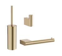 Crosswater MPRO ensemble d’accessoires pour WC - porte-balai de WC - patère pour serviette - porte-rouleau de papier toilette - laiton brossé SW916791 / SW916792 / SW916793
