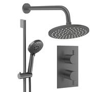 Crosswater MPRO Ensemble de douche de pluie encastré - 2 leviers - pomme de douche 20cm - douchette à main - barre de douche - bras mural - gunmetal DESET4T200