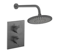Crosswater MPRO Ensemble de douche de pluie encastré - 2 leviers - pomme de douche 30 cm - bras mural - gunmetal CBSET1T300