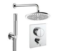 Crosswater MPRO Ensemble de douche de tête encastré - 2 leviers - pomme de douche 30 cm - douchette à main - bras mural - chrome PUSHSET1C300