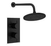 Crosswater MPRO Ensemble de douche de tête encastré - 2 poignées - pomme de douche 30cm - bras mural - noir mat DESET1M300