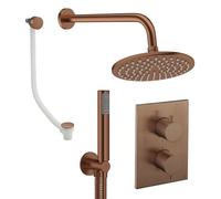 Crosswater MPRO Ensemble de douche de tête encastré - 2 poignées - vidage de baignoire - pomme de douche 20 cm - douchette à main - bras mural - bronze brossé CBSET9BZ200