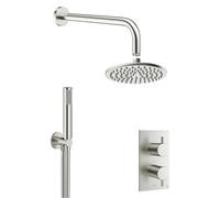 Crosswater MPRO Ensemble de douche pluie encastré - douche principale 20cm - 2 fonctions - 2 boutons - bras mural 33cm - douchette à main 1 fonction - chrome GTLPRO1510C