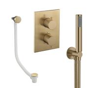 Crosswater MPRO Ensemble de douchette - 2 leviers - vidage de baignoire - douchette à main - laiton brossé CBSET5F
