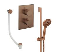 Crosswater MPRO Ensemble de douchette à main - 2 leviers - vidage de baignoire - douchette à main - barre de douche - bronze brossé CBSET6BZ