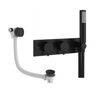 Crosswater MPRO Ensemble de douchette à main - 2 poignées - vidage de baignoire - douchette à main - noir mat DESET5M