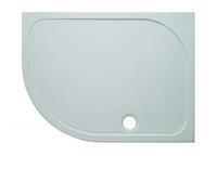 Crosswater Shower Tray receveur de douche 120x80x4.5cm gauche inclus bonde 90mm rayon 55 avec traitement anticalcaire polybéton blanc SRQ81200LH