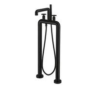 Crosswater Union Mitigeur baignoire - sur pied - avec douchette - poignée roue - Noir mat UB422DM_V2