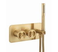 Crosswater Union Partie de finition robinet de douche - 2 poignées - douchette à main - flexible - à combiner avec WLBP1501R+ - Laiton UB1701LBPU