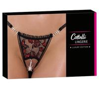 String Ouvert Dentelle Florale Bicolore et Perles