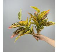 Croton Lot de 2 plantes artificielles avec feuilles colorées réalistes pour la maison, le bureau, le jardin, la décoration de pot
