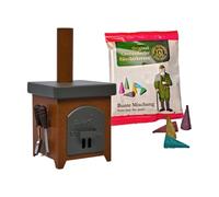 Crottendorfer Fumoir en tôle fine - Couleur : anthracite/marron - Avec échantillon et couverts - Hauteur : 15 cm - Fabriqué en Allemagne