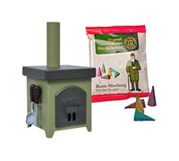 Crottendorfer Fumoir en tôle fine - Couleur : anthracite/vert - Avec échantillon et couverts - Hauteur : 15 cm - Fabriqué en Allemagne