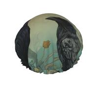 Crow Bonnet de douche gothique double couche imperméable pour homme et femme - Protection des cheveux pour le bain, masque facial, spa