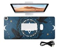 Crow Card Tapis de souris chauffant en cuir pour ordinateur Motif tarot 80 x 33 cm