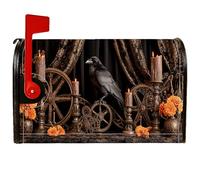 Crow Couverture magnétique pour boîte aux lettres gothique, rustique, bougies d'Halloween, boîte aux lettres pour décoration de maison et de jardin, 45,7 x 53,3 cm