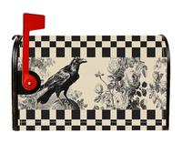 Crow Couverture magnétique pour boîte aux lettres vintage rustique Motif damier Halloween Noir 53,3 x 64,9 cm