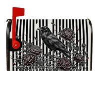 Crow Couvertures magnétiques de boîte aux lettres vintage et modernes à rayures de pivoines pour décoration extérieure de cour 45,7 x 53,3 cm