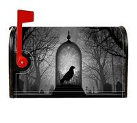 Crow Couvertures magnétiques pour boîte aux lettres gothique, cloches mystérieuses, arbres en pot, Halloween, revêtement de boîte aux lettres pour décoration de cour avant, 45,7 x 53,3 cm