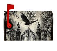 Crow Housse de boîte aux lettres magnétique pour décoration de jardin et terrasse Motif arbre mystérieux gothique Noir 45,7 x 53,3 cm