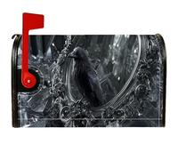 Crow Housses de boîte aux lettres magnétiques gothiques avec cadre orné de miroir foncé pour Halloween, décoration de jardin, terrasse, 53,3 x 64,9 cm