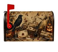 Crow - Housses de boîte aux lettres magnétiques rustiques vintage citrouilles pour Halloween, décoration extérieure, 45,7 x 53,3 cm, orange