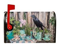 Crow Housses magnétiques pour boîte aux lettres rustique, vintage, tasse à thé, vert printemps, pour décoration de jardin, cour, 53,3 x 64,5 cm