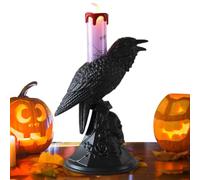 Crow Lamp - Vintage Resin Light, Raven Bird Fixture, Gothic Desk Table
