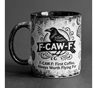 Crow Mug - Tasse à café gothique en céramique, tasse à café gothique F-CAW-F Crow Mug, 11 oz Tasse à café et thé en céramique | Mugs pour hommes, femmes, famille, amis, oiseaux, kitchen, milk, juice