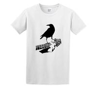 Crow on The Guitar Natural Male Crew Necks Print Unisex T-Shirts Men Tee Cotton Tops White Shirt 3XL