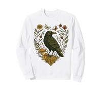 Crow Parmi Fleurs Et Champignons Folk Gothique Sweatshirt