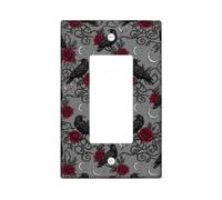 Crow Plaque murale décorative en plastique noir pour interrupteur à bascule Style gothique vintage Rose Épine Halloween Taille standard pour chambre à coucher, salle de bain, cuisine, entrée
