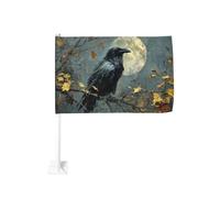 Crow Sitting On A Branch Car Flag Outdoor Window Clip 30x45cm Double Face Décoration Voiture
