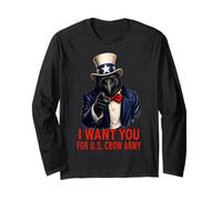 Crow USA Funny Vintage Juillet 4th Independence Day Veteran Manche Longue