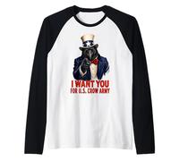 Crow USA Funny Vintage Juillet 4th Independence Day Veteran Manche Raglan